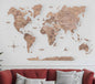 CALABASAS 47" X 79" WOOD BROWN WOOD WORLD MAP HANGING DIMENSIONAL SCULPTURE - Varnish & Vibe
