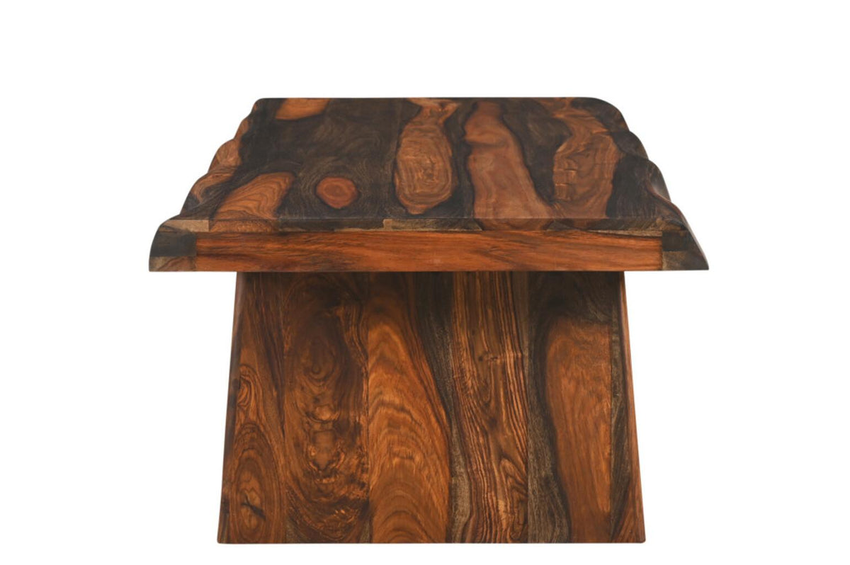 LAUREL 51" DARK BROWN SOLID WOOD SLED COFFEE TABLE