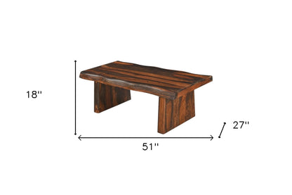solid wood sled coffee table, wood sled coffee table, sled coffee table, brown solid wood sled coffee, 51" dark brown solid wood