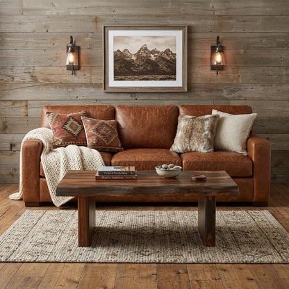LAUREL 51" DARK BROWN SOLID WOOD SLED COFFEE TABLE