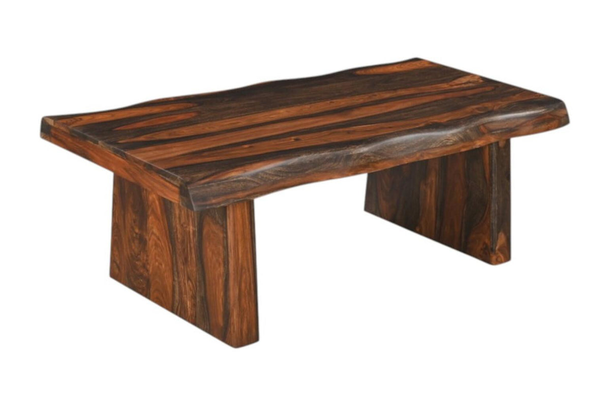 LAUREL 51" DARK BROWN SOLID WOOD SLED COFFEE TABLE