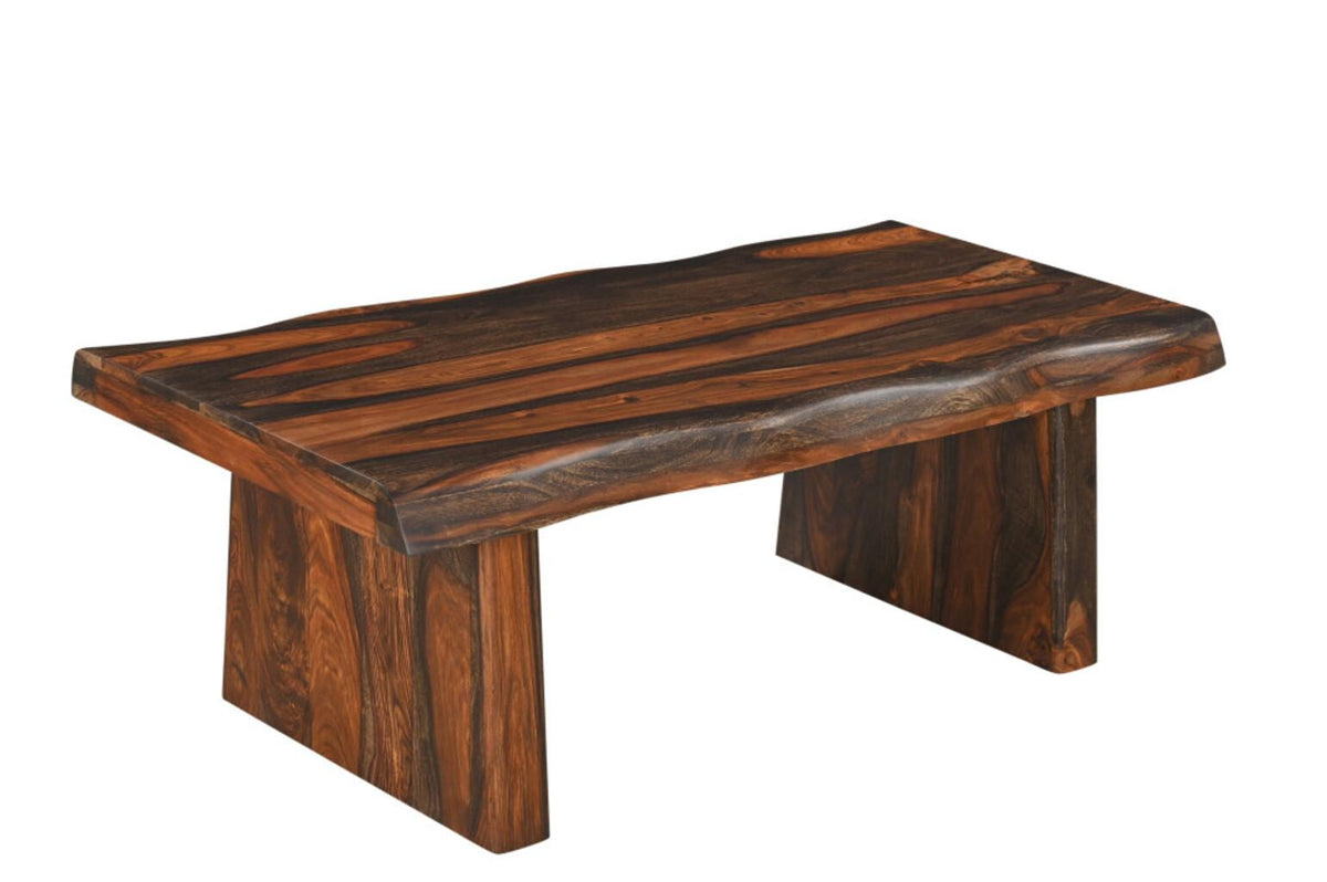 LAUREL 51" DARK BROWN SOLID WOOD SLED COFFEE TABLE