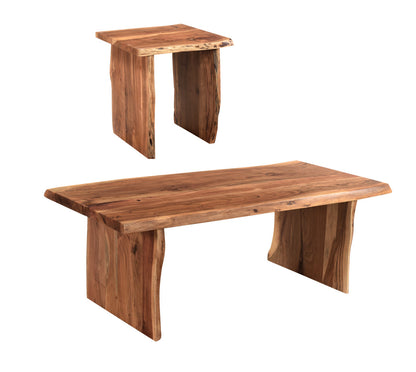 CALABASAS 51" BROWN SOLID WOOD SLED COFFEE TABLE - Varnish & Vibe