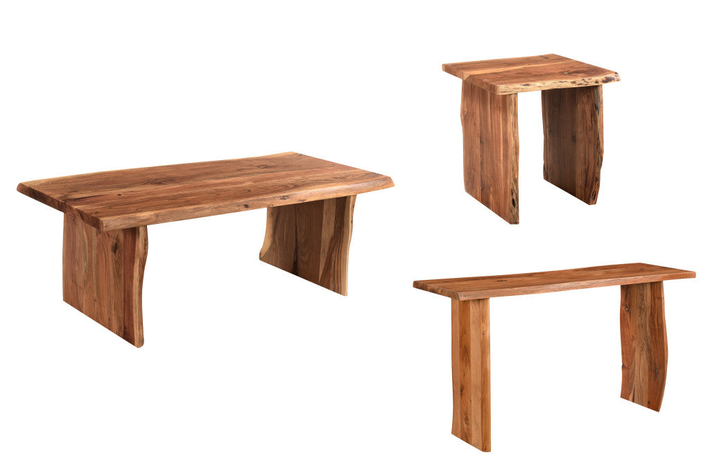 CALABASAS 51" BROWN SOLID WOOD SLED COFFEE TABLE - Varnish & Vibe