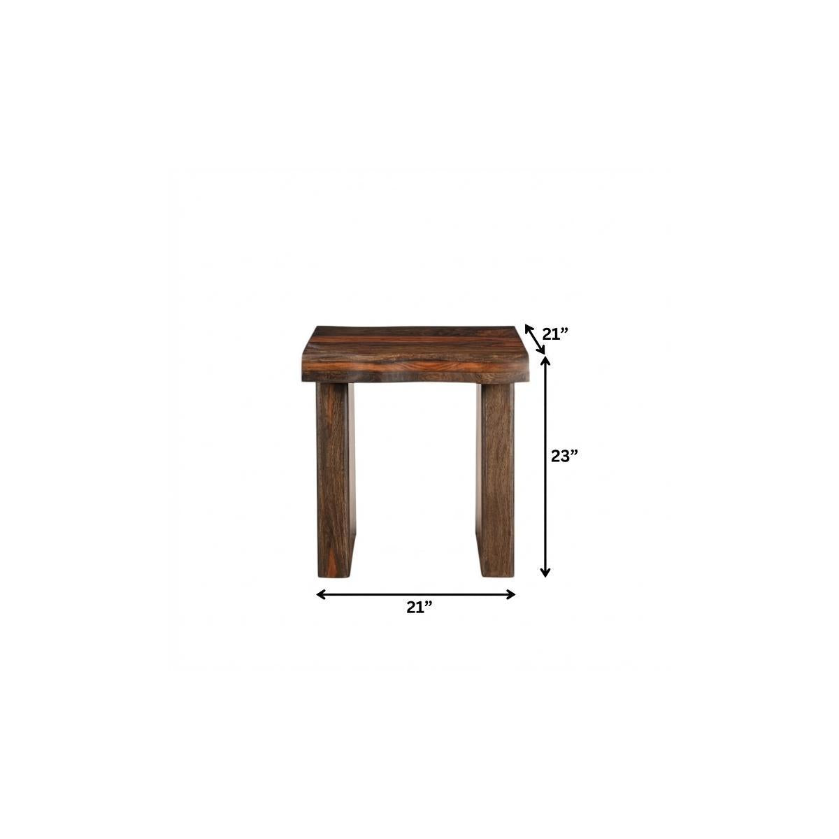 solid wood square end table, wood square end table, dark brown solid wood square, brown solid wood square end, 23" dark brown solid wood