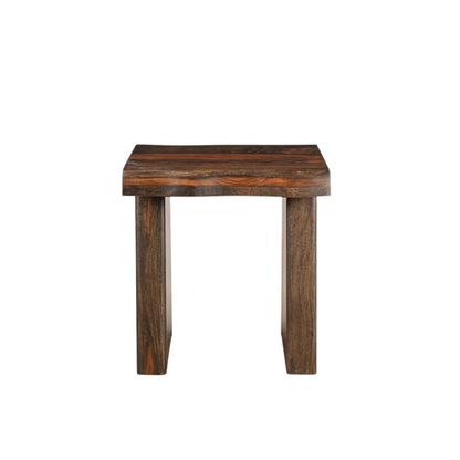 LAUREL 23" DARK BROWN AND BROWN WOOD SOLID WOOD SQUARE END TABLE