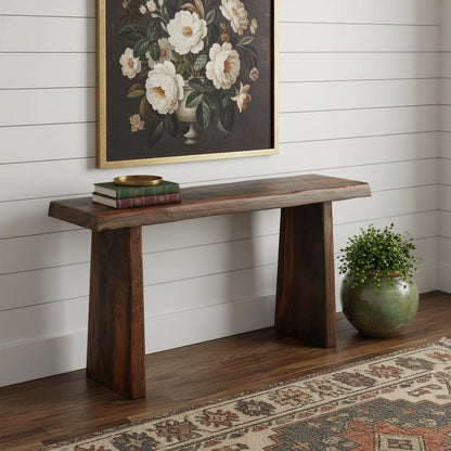 LAUREL 60" DARK BROWN SOLID WOOD FRAME CONSOLE TABLE