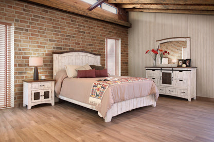 OCEAN 62" ANTIQUED WHITE SOLID WOOD DRESSER