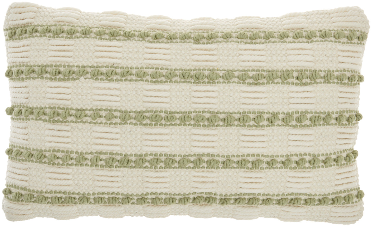 REDONDO SAGE AND IVORY STRIPED THROW PILLOW