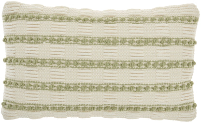 REDONDO SAGE AND IVORY STRIPED THROW PILLOW