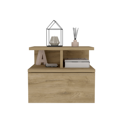 12" BEIGE WOOD ONE DRAWER NIGHTSTAND - Varnish & Vibe