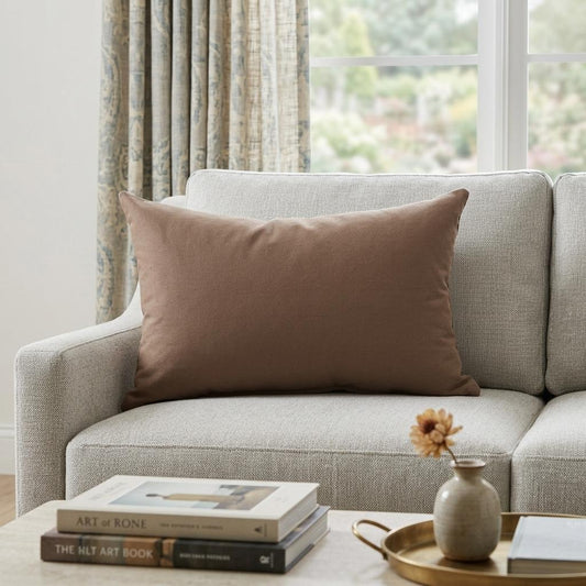 LAUREL 12" X 18" BROWN COTTON THROW PILLOW