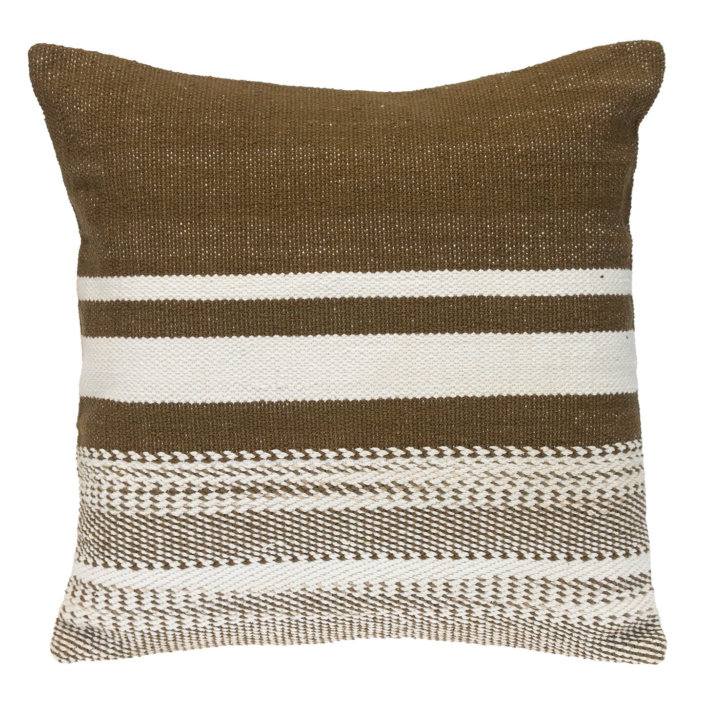 PALISADES 18" BROWN AND WHITE COTTON STRIPED THROW PILLOW - Varnish & Vibe