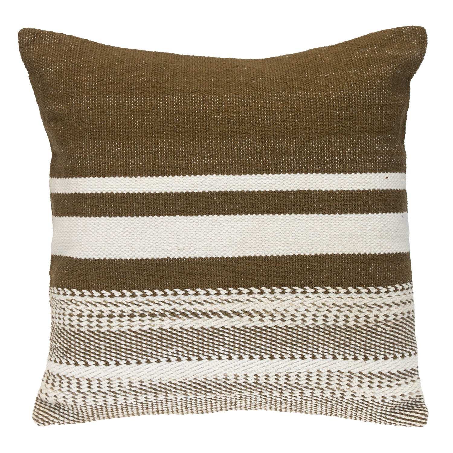 PALISADES 18" BROWN AND WHITE COTTON STRIPED THROW PILLOW - Varnish & Vibe