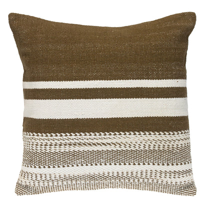 PALISADES 18" BROWN AND WHITE COTTON STRIPED THROW PILLOW - Varnish & Vibe