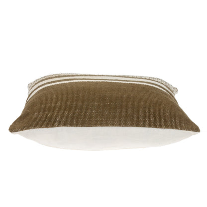 PALISADES 18" BROWN AND WHITE COTTON STRIPED THROW PILLOW - Varnish & Vibe