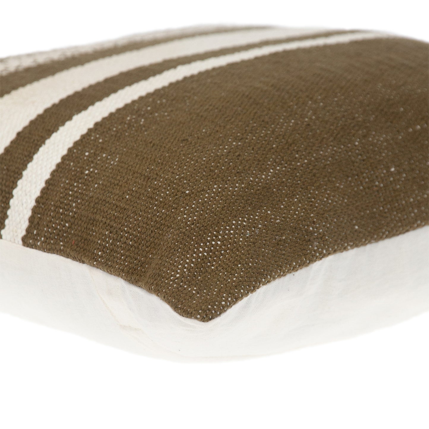 PALISADES 18" BROWN AND WHITE COTTON STRIPED THROW PILLOW - Varnish & Vibe
