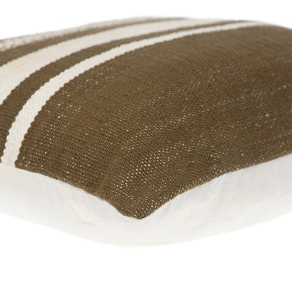 PALISADES 18" BROWN AND WHITE COTTON STRIPED THROW PILLOW - Varnish & Vibe