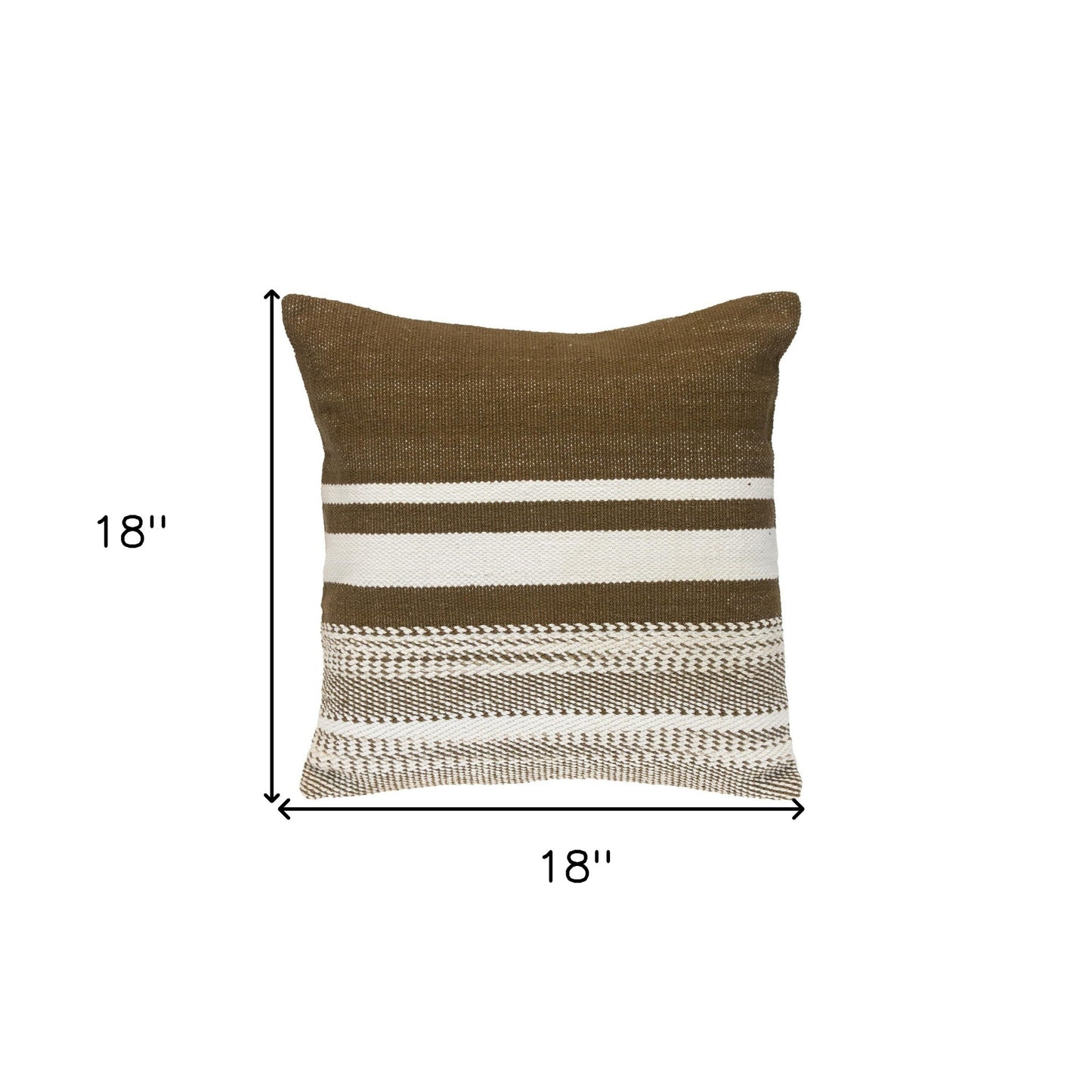 18" brown white cotton pillow, brown white cotton pillow, white cotton pillow, 18" brown white cotton, brown white cotton