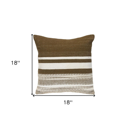 18" brown white cotton pillow, brown white cotton pillow, white cotton pillow, 18" brown white cotton, brown white cotton