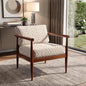 CALABASAS 28" BEIGE AND BROWN SOLID WOOD GEOMETRIC ARMCHAIR - Varnish & Vibe