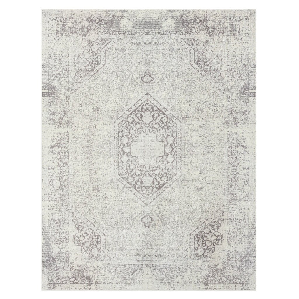 MALIBU 8' X 10' GRAY MEDALLION WASHABLE NON SKID AREA RUG - Varnish & Vibe
