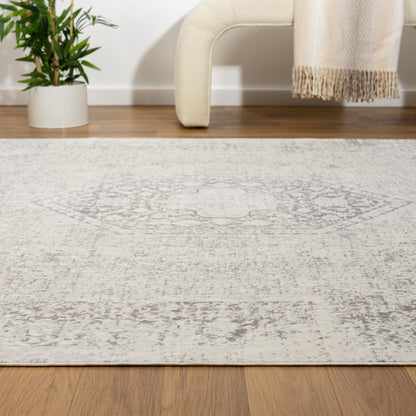 MALIBU 8' X 10' GRAY MEDALLION WASHABLE NON SKID AREA RUG - Varnish & Vibe