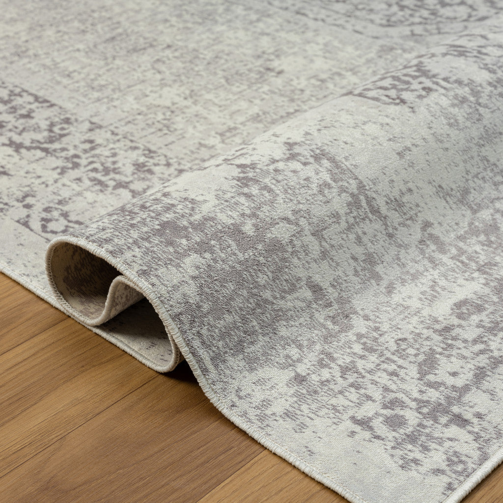 MALIBU 8' X 10' GRAY MEDALLION WASHABLE NON SKID AREA RUG - Varnish & Vibe