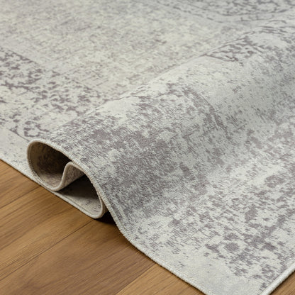 MALIBU 8' X 10' GRAY MEDALLION WASHABLE NON SKID AREA RUG - Varnish & Vibe