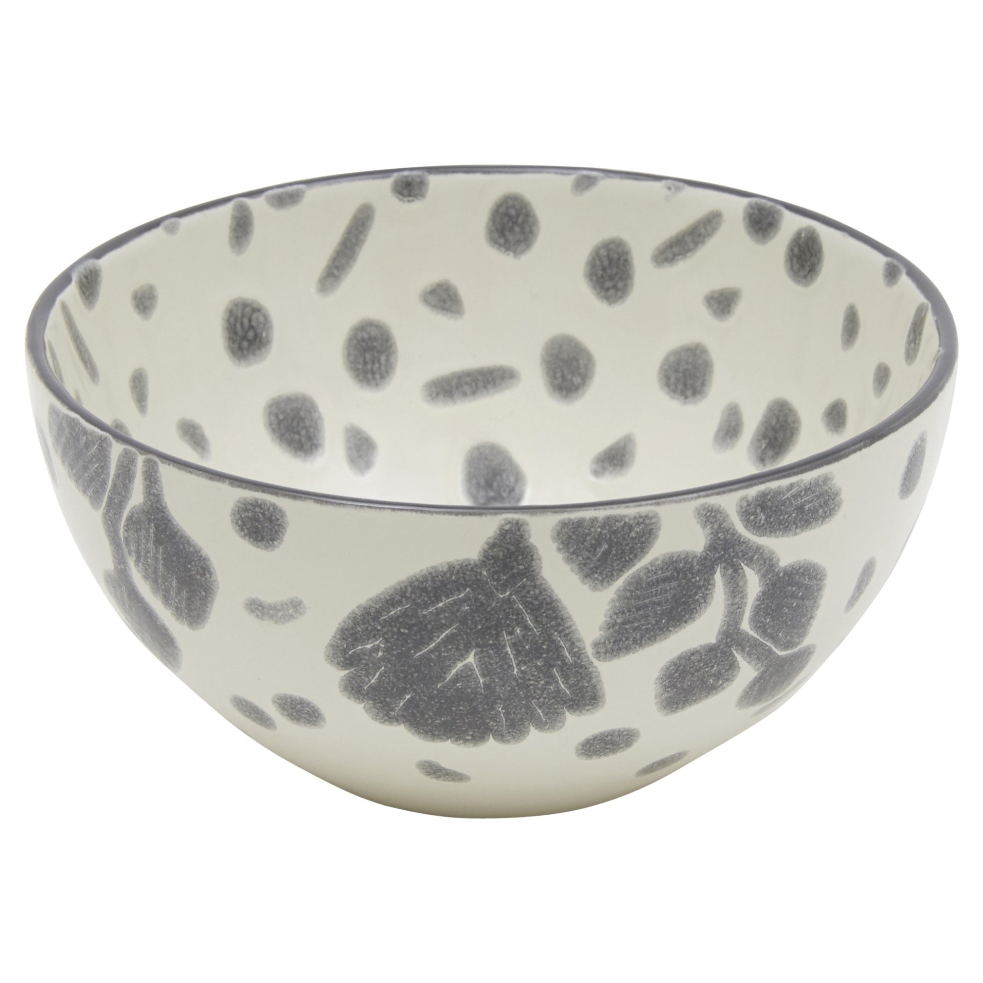 CALABASAS GRAY AND IVORY SIXTEEN PIECE ROUND FLORAL CERAMIC SERVICE FOR FOUR DINNERWARE SET - Varnish & Vibe