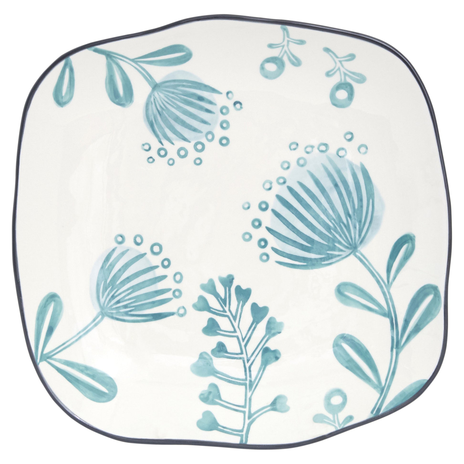 CALABASAS BLUE AND WHITE SIXTEEN PIECE ROUND FLORAL CERAMIC SERVICE FOR FOUR DINNERWARE SET - Varnish & Vibe