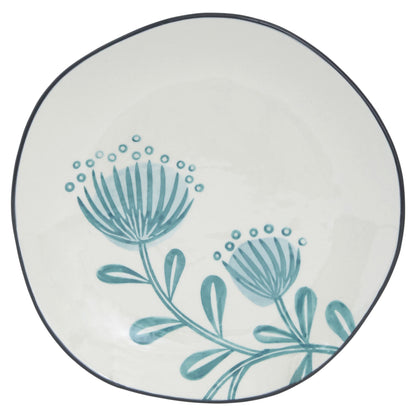 CALABASAS BLUE AND WHITE SIXTEEN PIECE ROUND FLORAL CERAMIC SERVICE FOR FOUR DINNERWARE SET - Varnish & Vibe