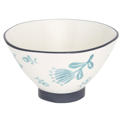 CALABASAS BLUE AND WHITE SIXTEEN PIECE ROUND FLORAL CERAMIC SERVICE FOR FOUR DINNERWARE SET - Varnish & Vibe
