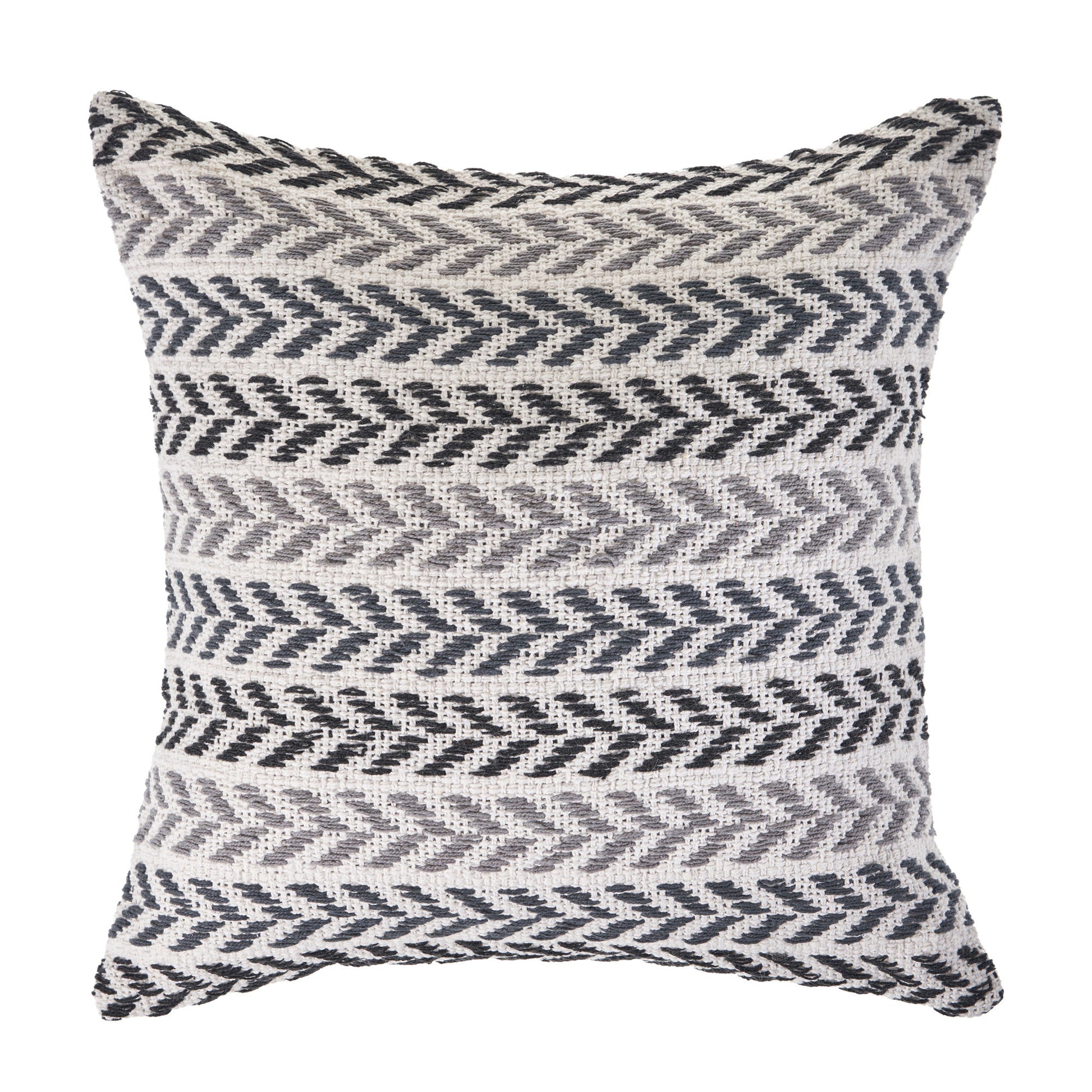 Decorative pillow with a zigzag pattern on a white background