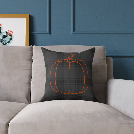 Pumpkin on Plaid Halloween Edition Fall Pillow
