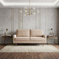 LAUREL 69" BEIGE VELVET SOFA WITH DARK BROWN LEGS