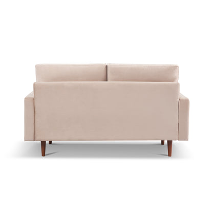 LAUREL 69" BEIGE VELVET SOFA WITH DARK BROWN LEGS