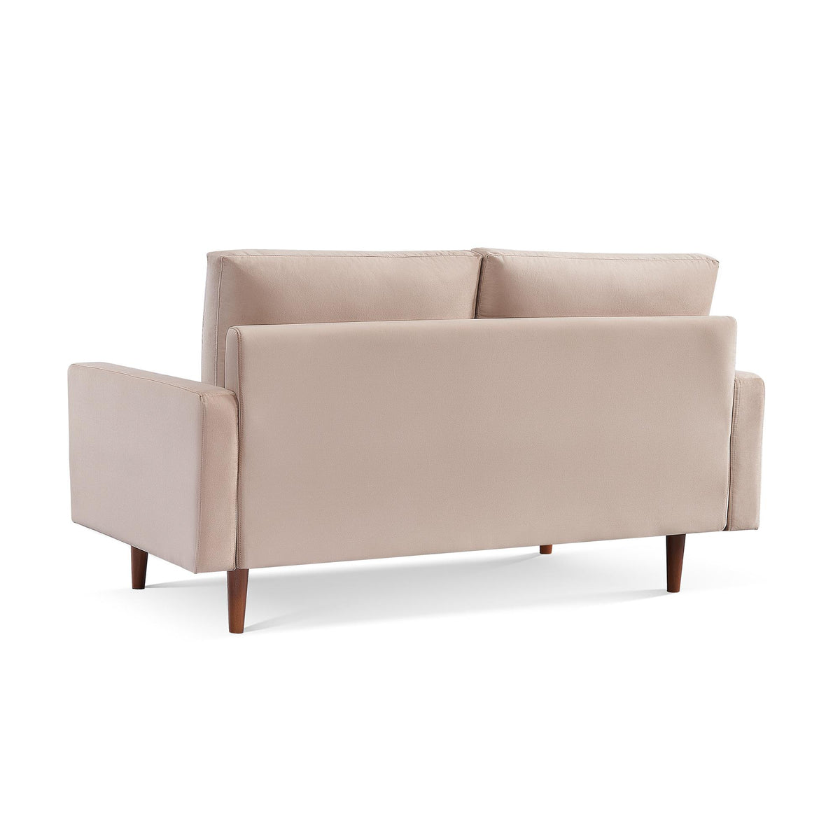 LAUREL 69" BEIGE VELVET SOFA WITH DARK BROWN LEGS