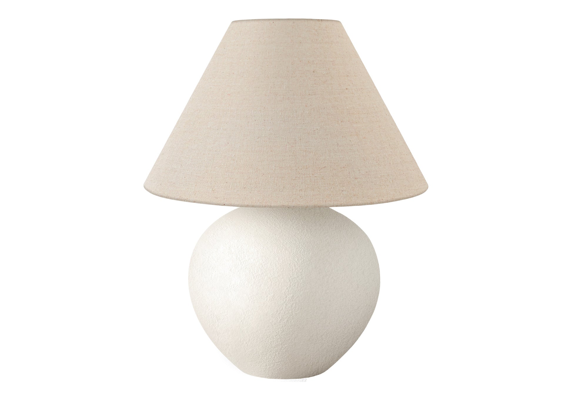 PALISADES 16" CREAM CERAMIC ROUND TABLE LAMP WITH CREAM EMPIRE SHADE - Varnish & Vibe