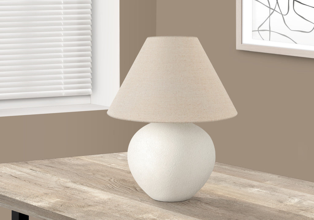 PALISADES 16" CREAM CERAMIC ROUND TABLE LAMP WITH CREAM EMPIRE SHADE - Varnish & Vibe