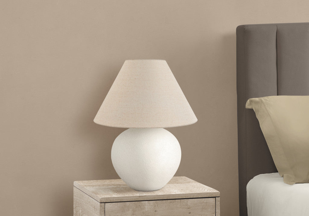 PALISADES 16" CREAM CERAMIC ROUND TABLE LAMP WITH CREAM EMPIRE SHADE - Varnish & Vibe