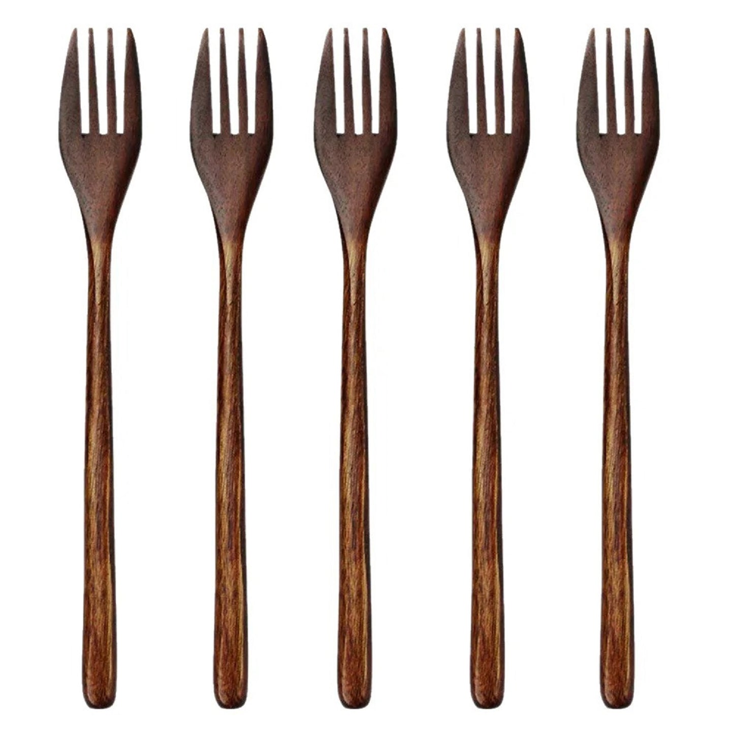 CALABASAS BROWN SOLID WOOD HANDMADE TEN PIECE DINNER FORK AND DINNER SPOON SET - Varnish & Vibe