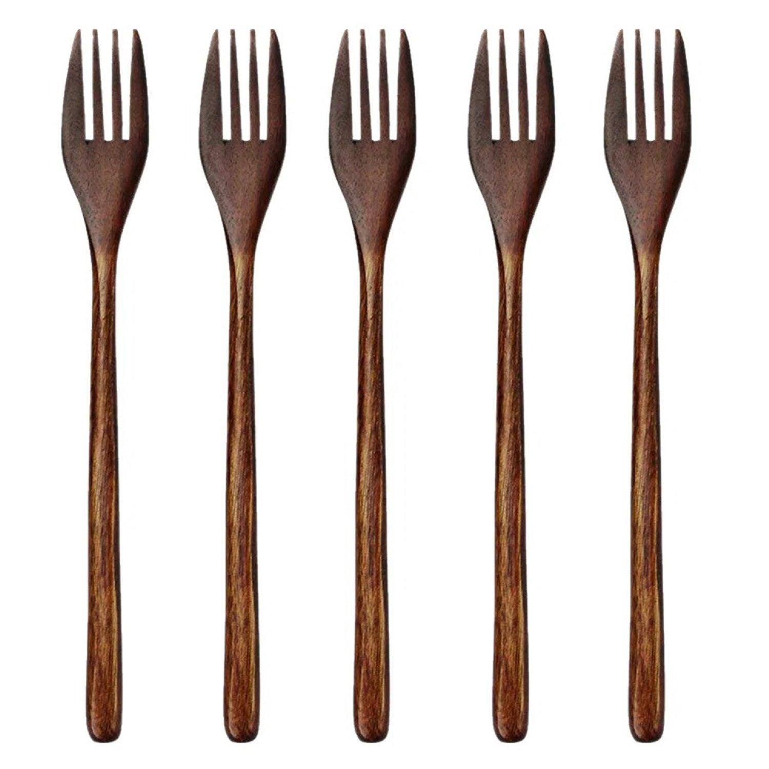 CALABASAS BROWN SOLID WOOD HANDMADE TEN PIECE DINNER FORK AND DINNER SPOON SET - Varnish & Vibe