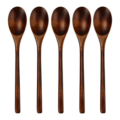 CALABASAS BROWN SOLID WOOD HANDMADE TEN PIECE DINNER FORK AND DINNER SPOON SET - Varnish & Vibe