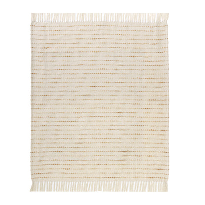REDONDO WHITE AND BROWN COTTON THROW BLANKET