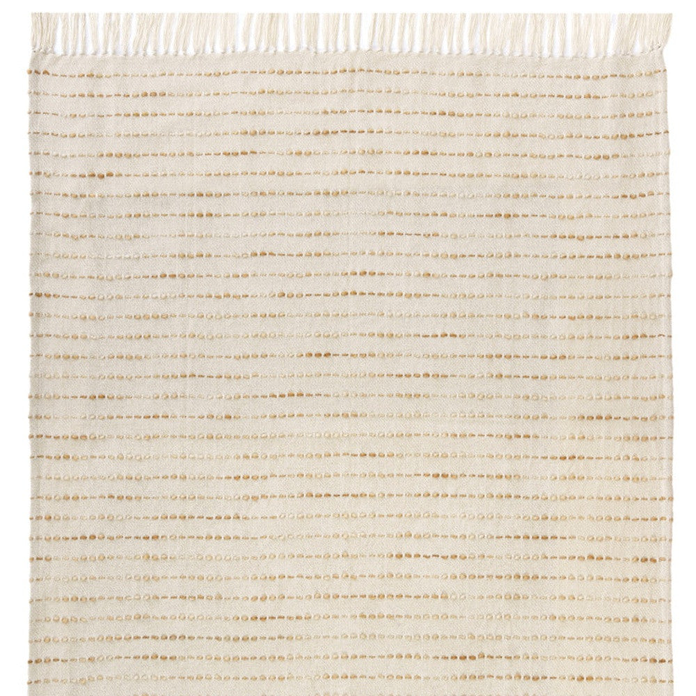 REDONDO WHITE AND BROWN COTTON THROW BLANKET
