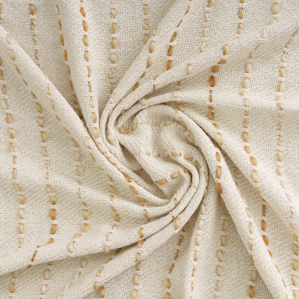 REDONDO WHITE AND BROWN COTTON THROW BLANKET