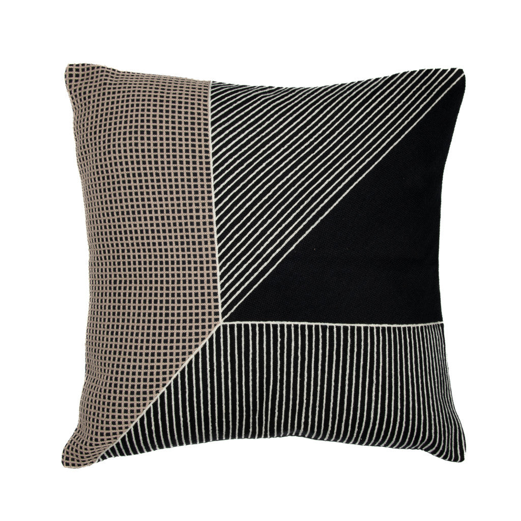 Decorative pillow with geometric pattern on a white background