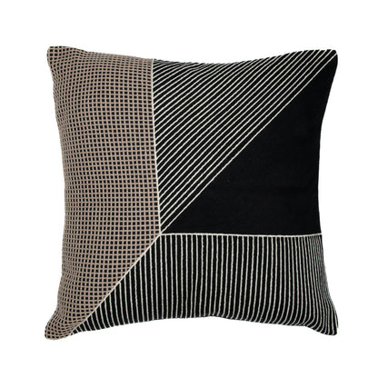 Decorative pillow with geometric pattern on a white background