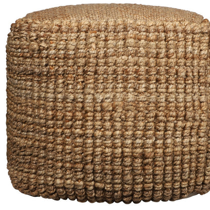18" NATURAL JUTE BLEND CUBE POUF OTTOMAN - Varnish & Vibe